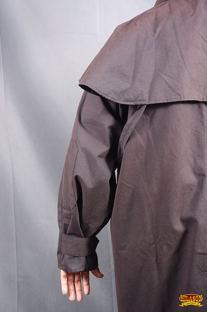 Brown HILASON Outerwear Short Length Lightweight Waterproof Oilskin Duster Coat Rain