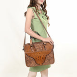 American Darling ADBG1183 Hand Tooled Crocodile Embossed Genuine Leather Women Bag Western Handbag Purse