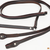 84 In HILASON Western Horse Barrel Flat Reins Genuine Leather Brown