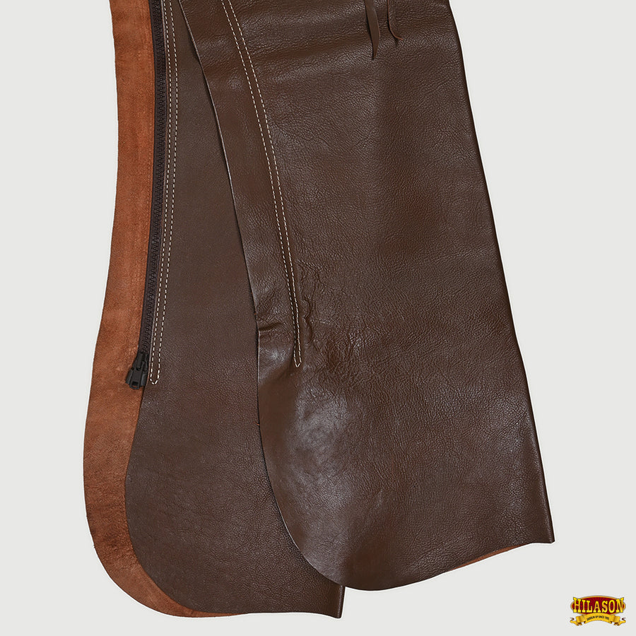 HILASON Western Pro Rodeo Bull Riding Genuine Leather Chaps Dark Brown | for Men and Women Unisex