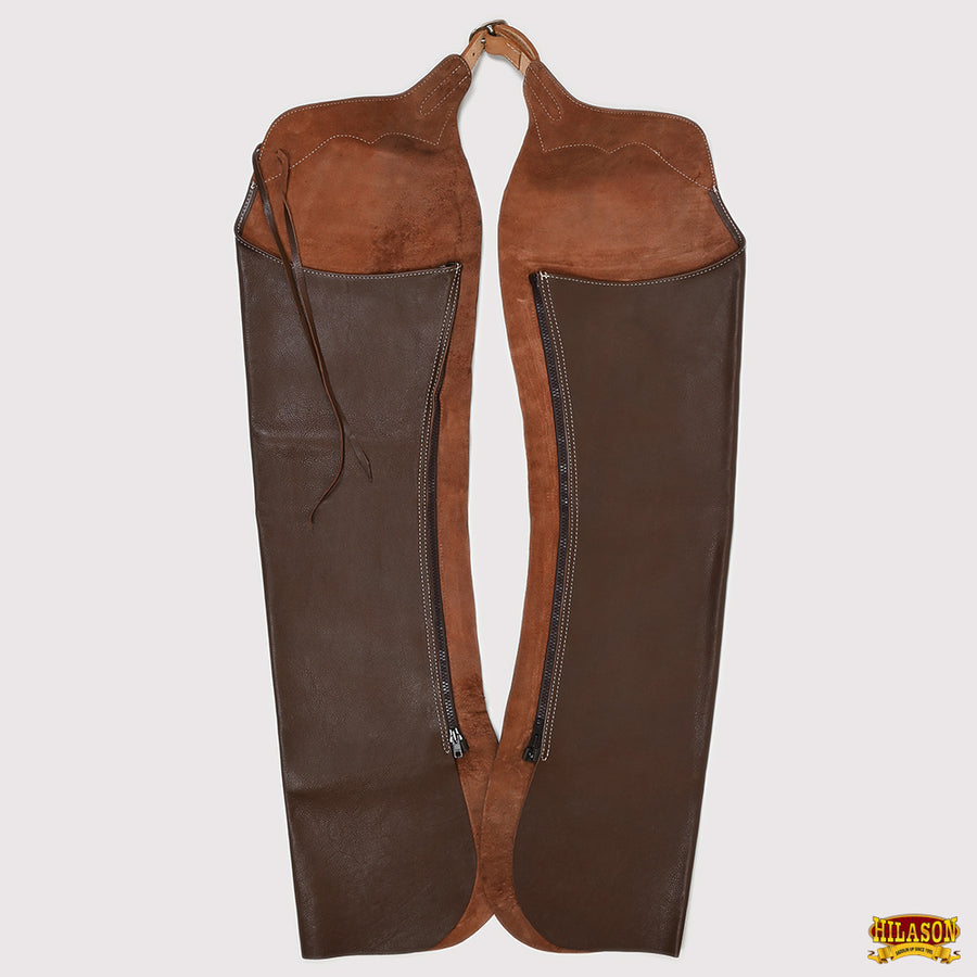 HILASON Western Pro Rodeo Bull Riding Genuine Leather Chaps Dark Brown | for Men and Women Unisex