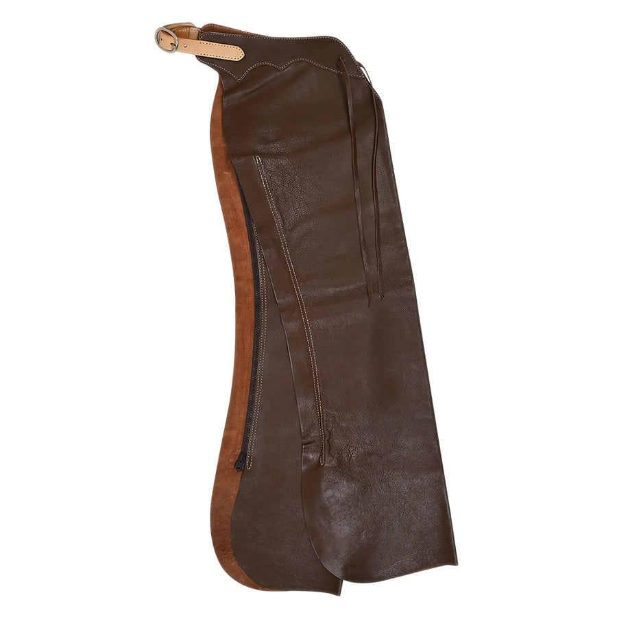 HILASON W. Pro Rodeo Bull Riding Genuine Leather Chaps Dark Brown – by Hilason – Cowboy and equestrian accessories
