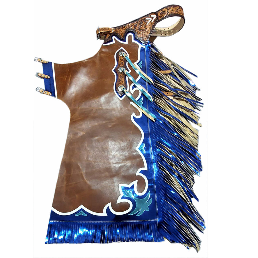 Hilason Bull Riding Genuine Leather Rodeo Chaps Brown by Hilason – Cowboy and equestrian accessories