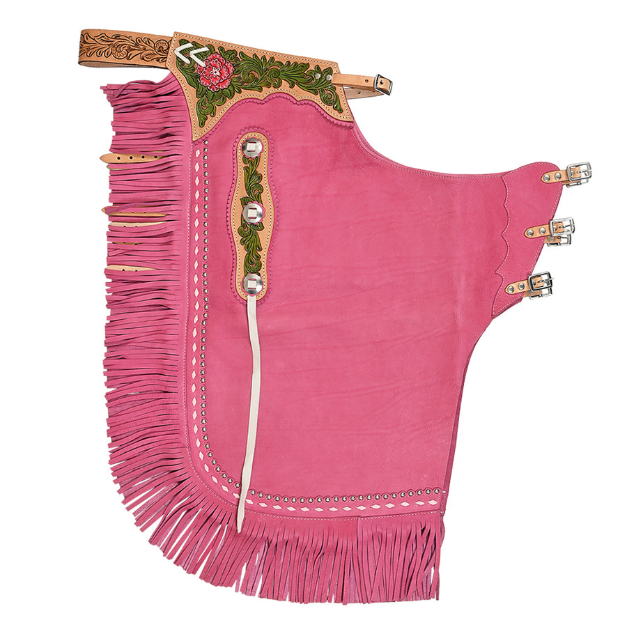 Hilason W. H. Bull Riding Chinks Chaps Genuine Leather Pink by Hilason – Cowboy and equestrian accessories