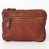 Spaghetti Western Swc436Cg Coin Purse Vintage Handmade Drum Dyed Genuine European Cowhide Leather Women Bag Western Handbag Purse
