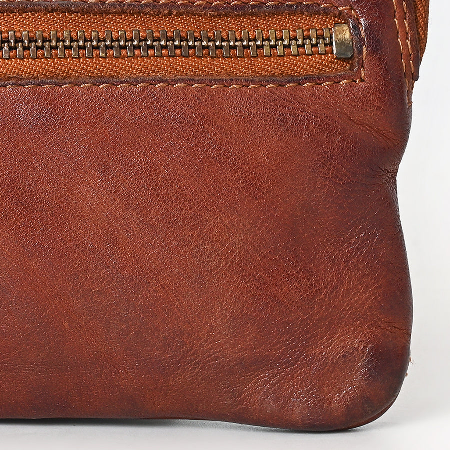 Spaghetti Western Swc436Cg Coin Purse Vintage Handmade Drum Dyed Genuine European Cowhide Leather Women Bag Western Handbag Purse