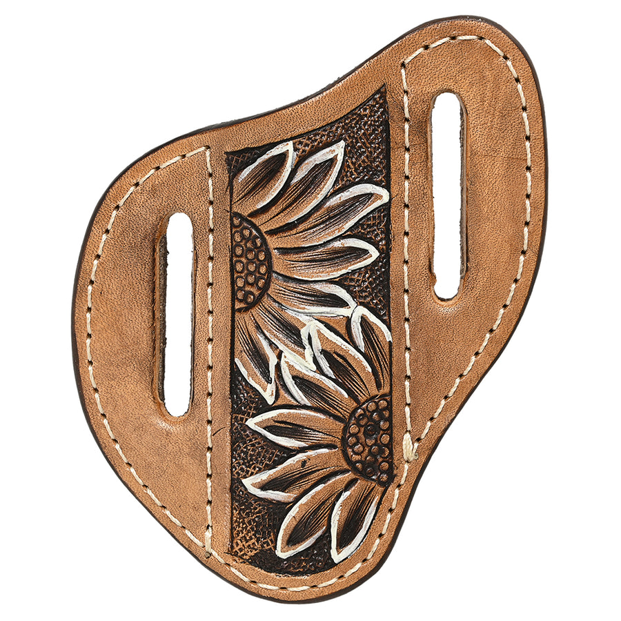 Large Hilason Western Floral Stylish Design Geniune Leather Knife Holder - Uhorse