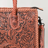 American Darling Hand Tooled Leather Tote Bag  Western Floral Carved Purse