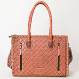 American Darling Hand Tooled Leather Tote Bag  Western Floral Carved Purse