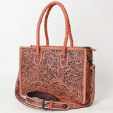 American Darling Hand Tooled Leather Tote Bag  Western Floral Carved Purse