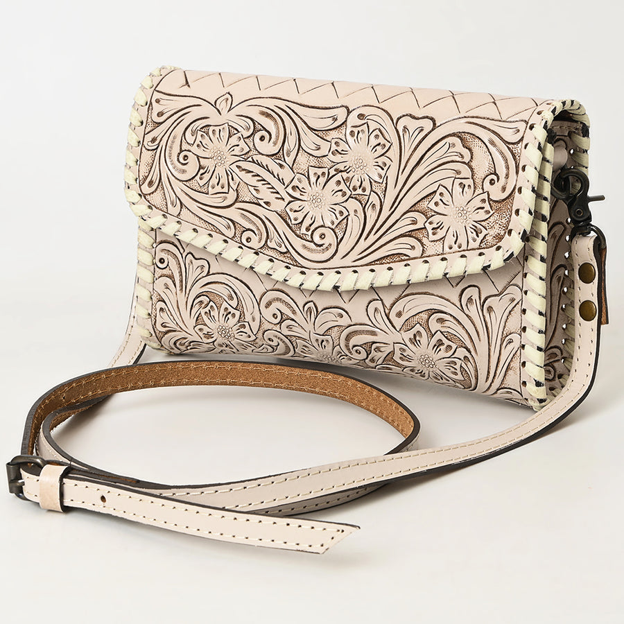 American Darling Hand Tooled Floral Leather Crossbody Bag Western Purse - Uhorse