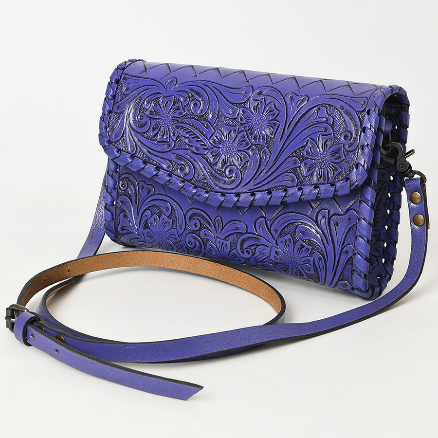 American Darling Hand Tooled Floral Leather Crossbody Bag Western Purse - Uhorse