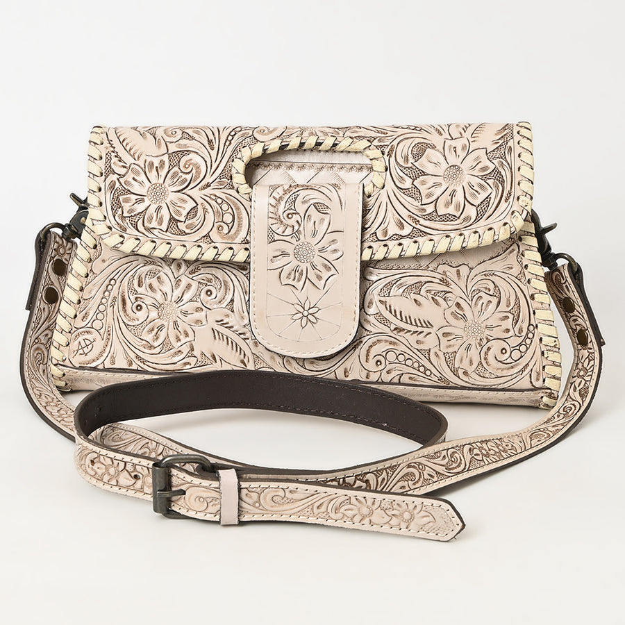 American Darling Western Leather Wallet Bag Hand Tooled Floral Carved Purse with Cutout Handle