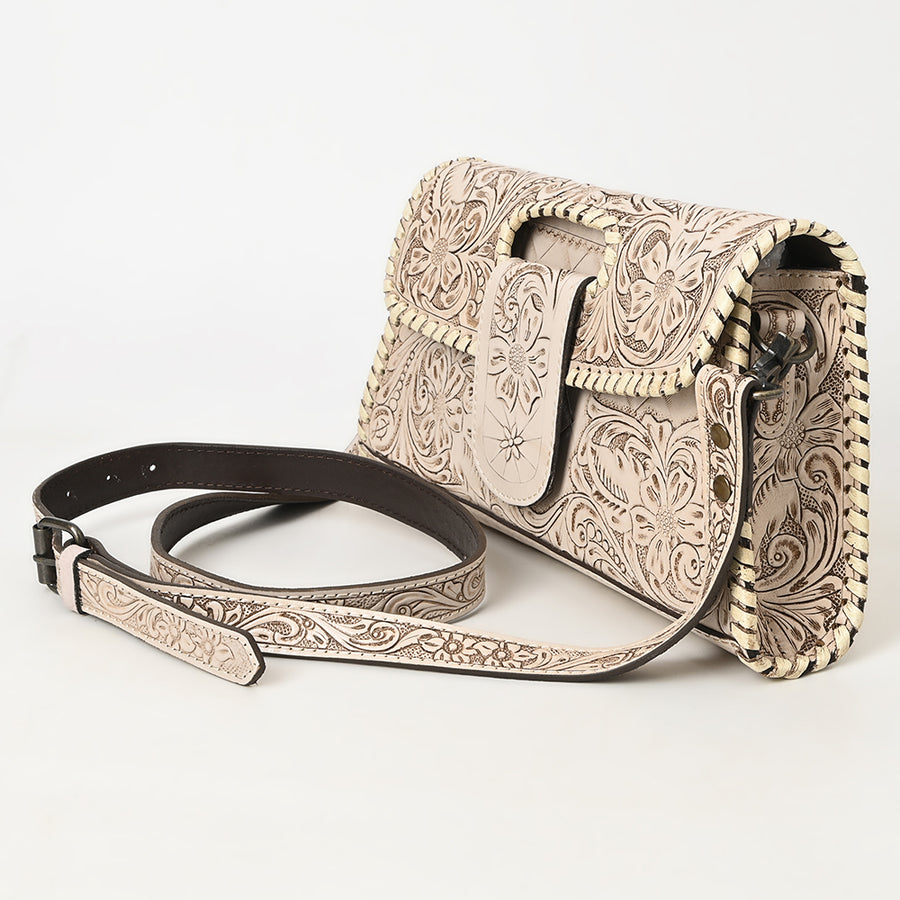 American Darling Western Leather Wallet Bag Hand Tooled Floral Carved Purse with Cutout Handle