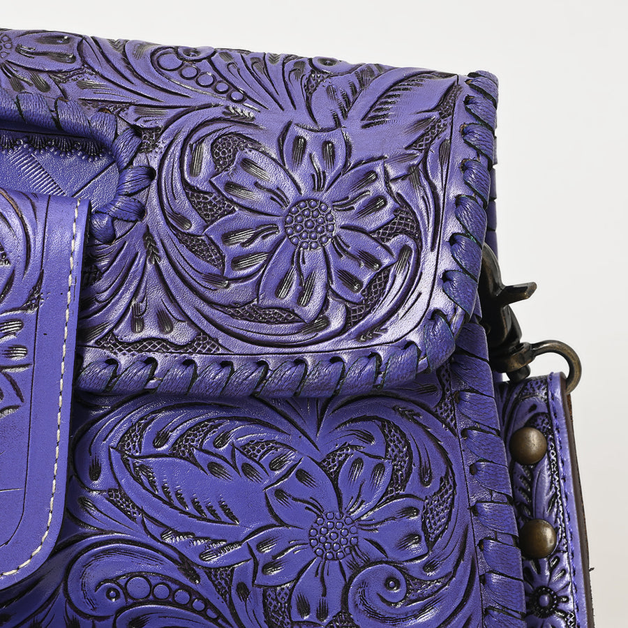American Darling Western Leather Wallet Bag Hand Tooled Floral Carved Purse with Cutout Handle