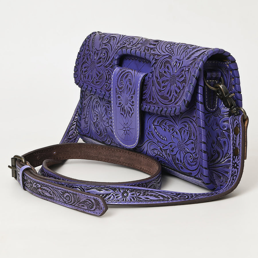 American Darling Western Leather Wallet Bag Hand Tooled Floral Carved Purse with Cutout Handle