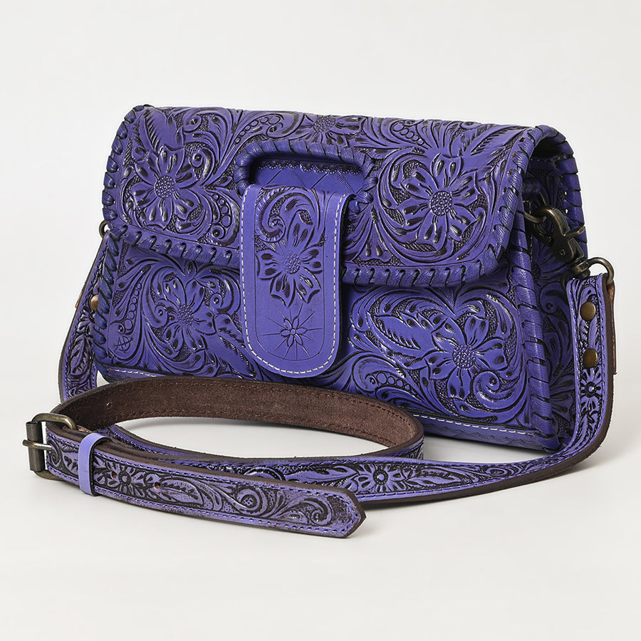 American Darling Hand Tooled Floral Leather Wallet Bag Clutch and Crossbody Handbag - Uhorse