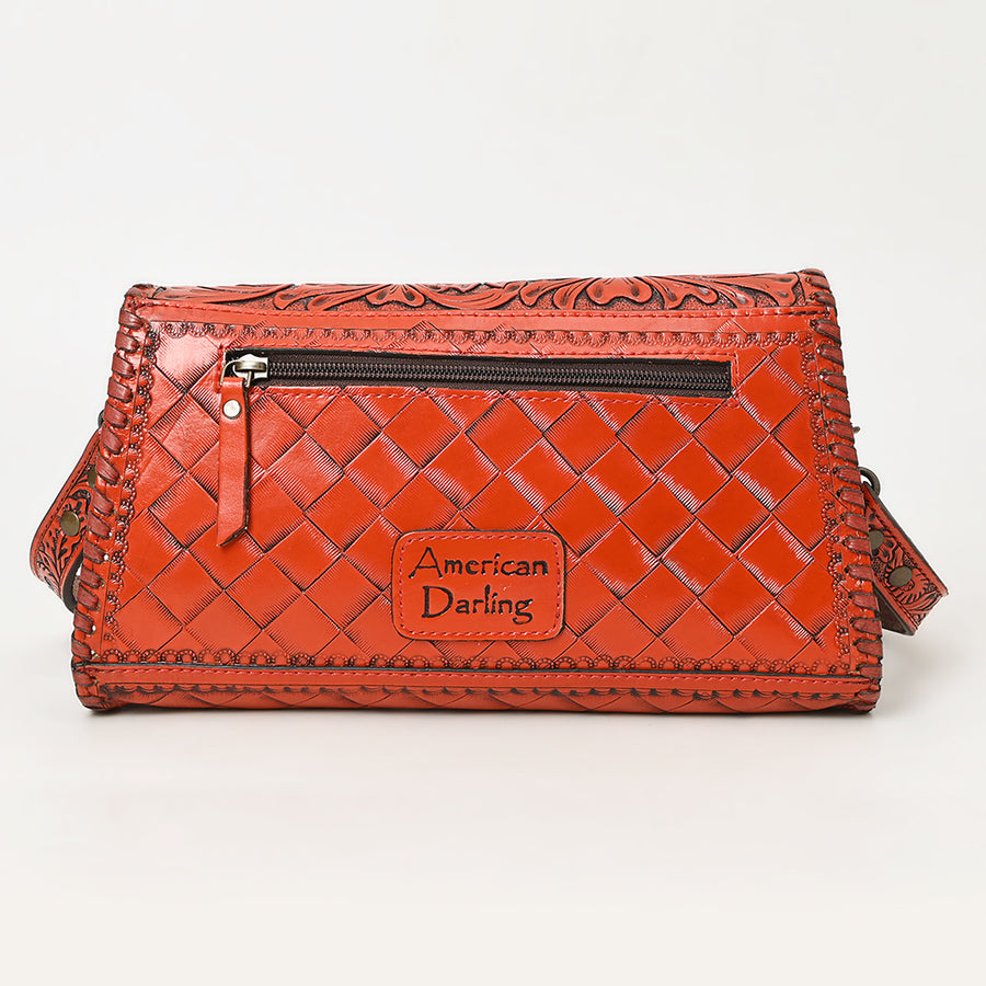 American Darling Western Leather Wallet Bag Hand Tooled Floral Carved Purse with Cutout Handle