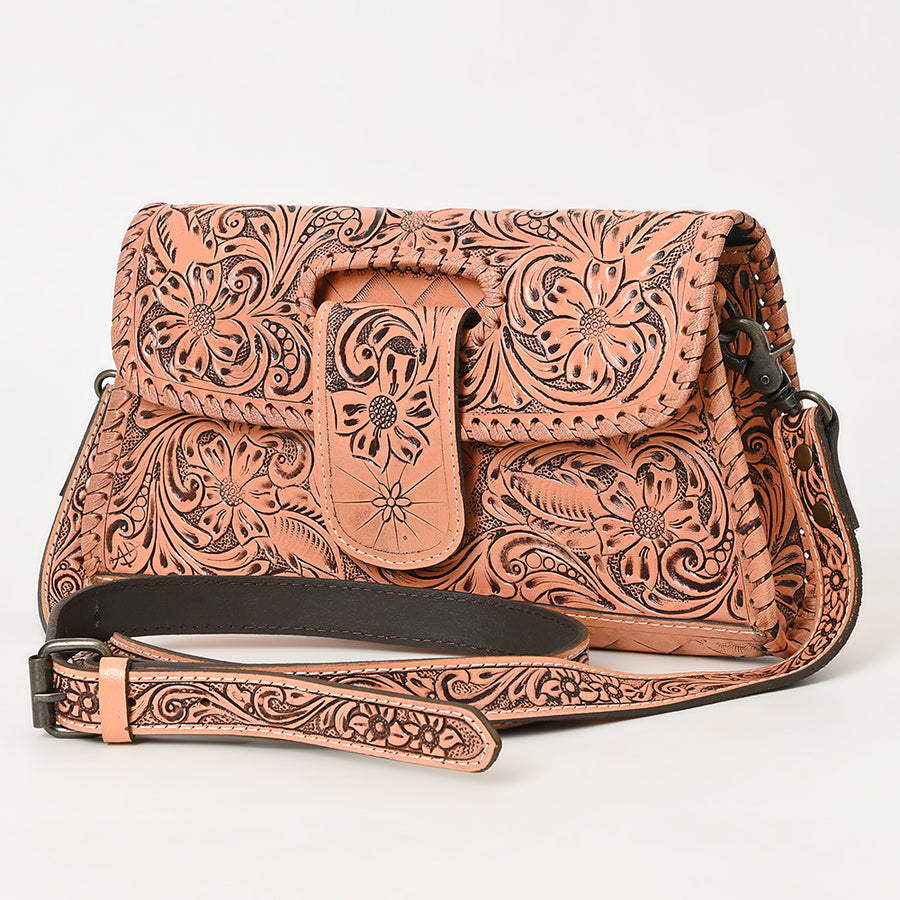 American Darling Hand Tooled Floral Leather Wallet Bag Clutch and Crossbody Handbag - Uhorse