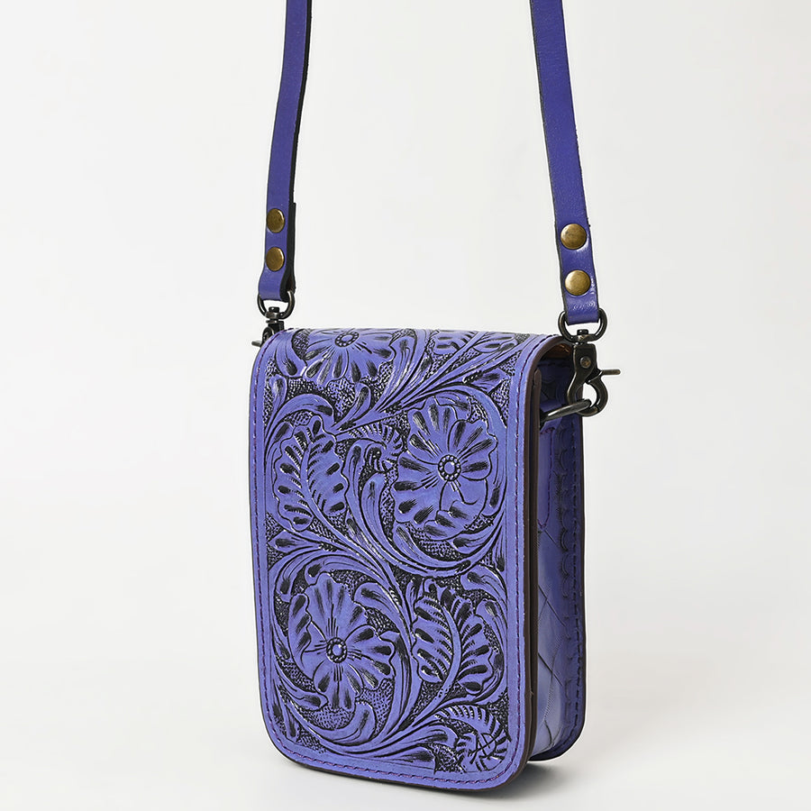 American Darling Hand Tooled Floral Leather Cell Phone Bag Western Crossbody - Uhorse