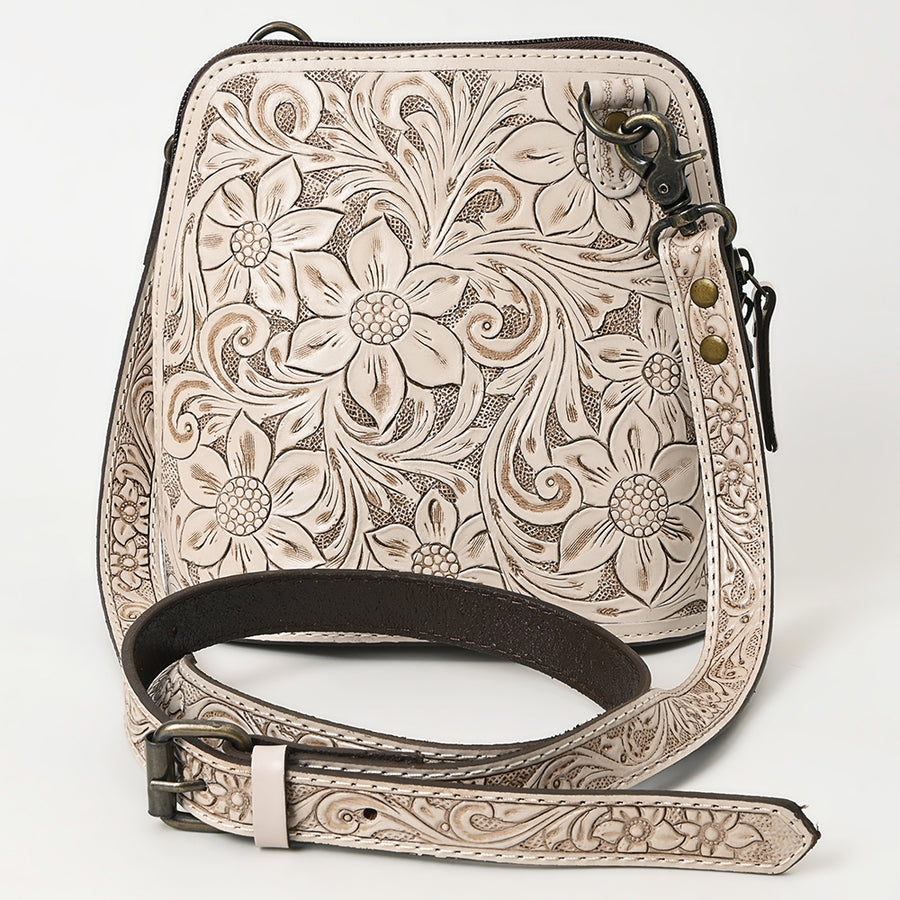 American Darling Western Leather Crossbody Bag Hand Tooled Floral Carved Purse with Adjustable Strap