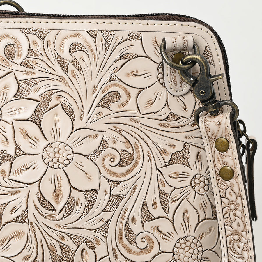 American Darling Western Leather Crossbody Bag Hand Tooled Floral Carved Purse with Adjustable Strap