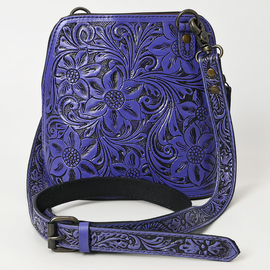 American Darling Western Leather Crossbody Bag Hand Tooled Floral Carved Purse with Adjustable Strap