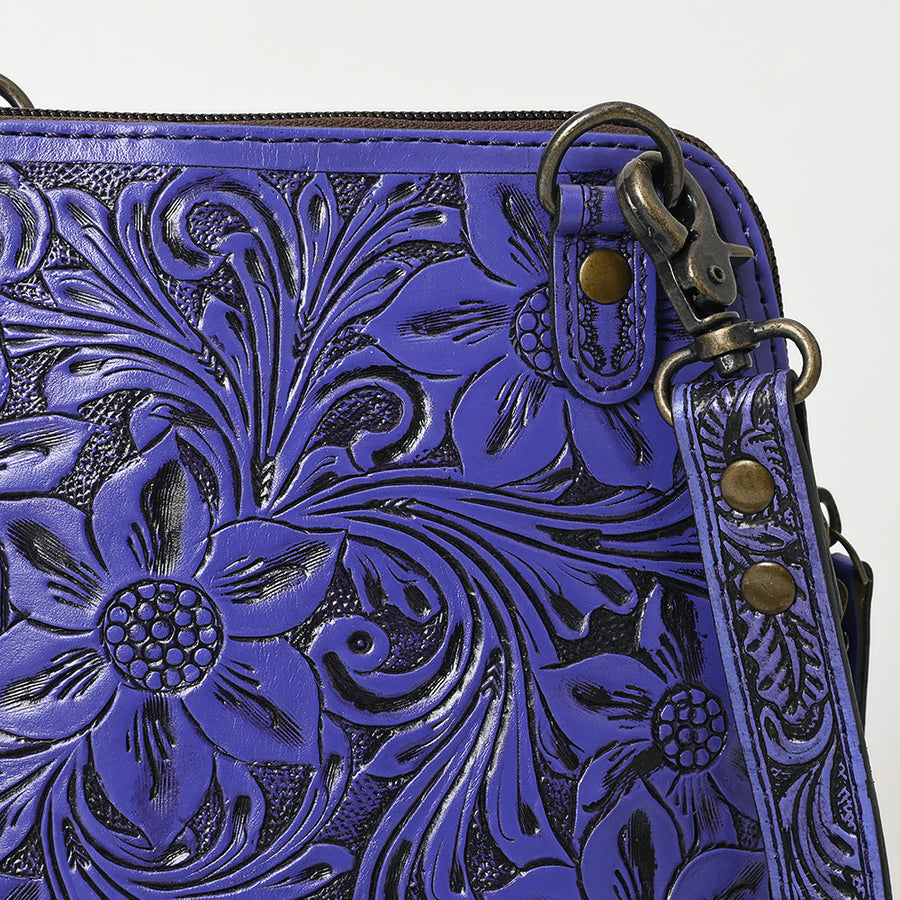 American Darling Western Leather Crossbody Bag Hand Tooled Floral Carved Purse with Adjustable Strap