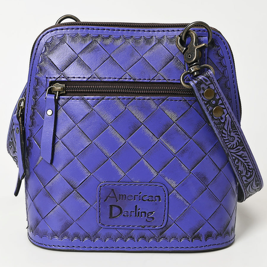 American Darling Western Leather Crossbody Bag Hand Tooled Floral Carved Purse with Adjustable Strap