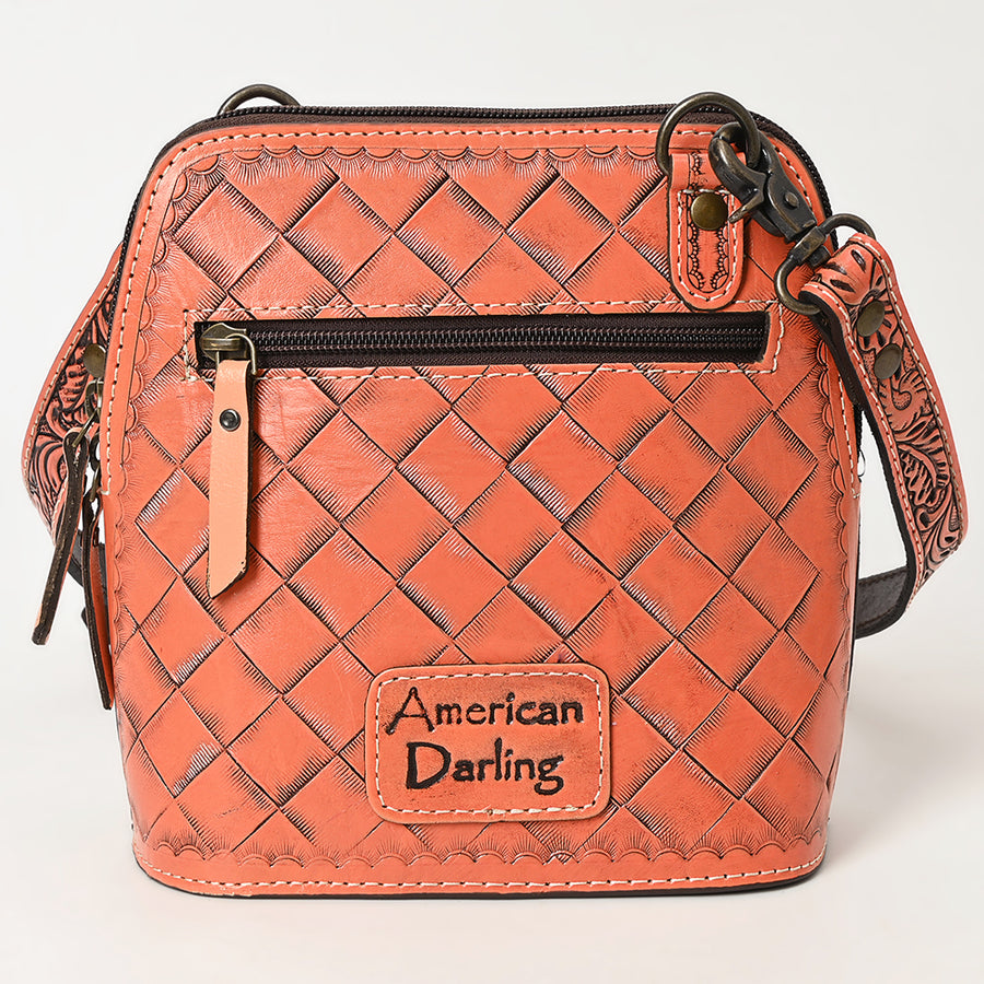 American Darling Western Leather Crossbody Bag Hand Tooled Floral Carved Purse with Adjustable Strap