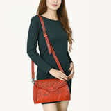 American Darling ADBG1137A Clutch Hand Tooled Genuine Leather women bag western handbag purse