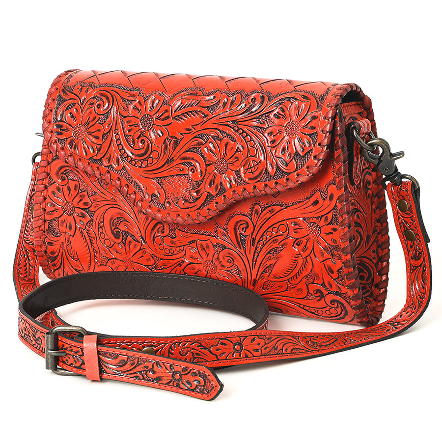American Darling Hand Tooled Floral Leather Clutch and Crossbody Purse - Uhorse