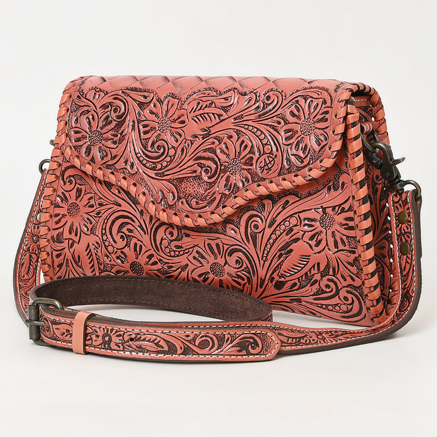 American Darling Hand Tooled Floral Leather Clutch and Crossbody Purse - Uhorse