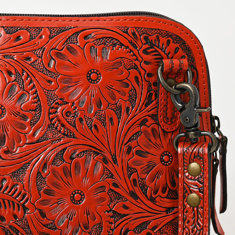 American Darling Western Crossbody Bag for Women Hand Tooled Floral Leather Purse with Adjustable Strap