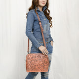 American Darling ADBG1138A Cross Body Hand Tooled Genuine Leather women bag western handbag purse
