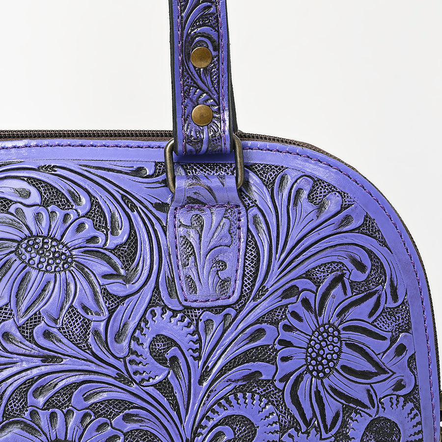 American Darling Western Leather Tote Bag Hand Tooled Floral Carved Purse with Quilted Back & Tooled Straps for Women