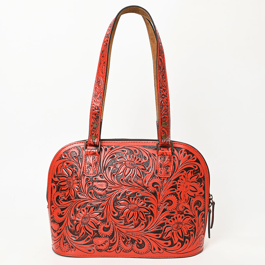 American Darling Western Leather Tote Bag Hand Tooled Floral Carved Purse with Quilted Back & Tooled Straps for Women