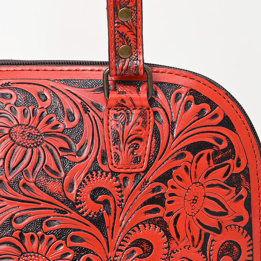 American Darling Western Leather Tote Bag Hand Tooled Floral Carved Purse with Quilted Back & Tooled Straps for Women