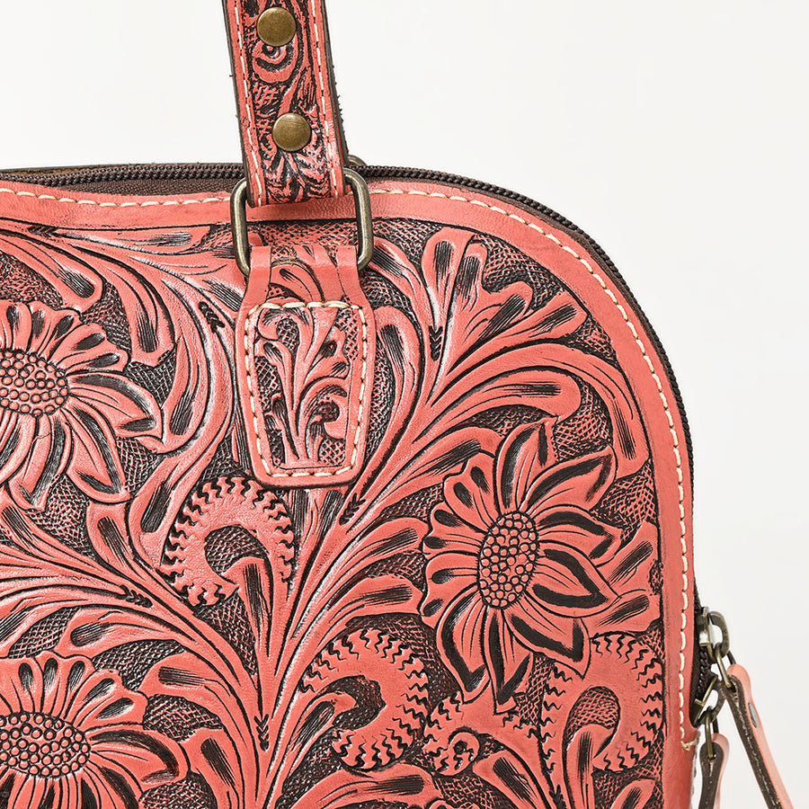 American Darling Western Leather Tote Bag Hand Tooled Floral Carved Purse with Quilted Back & Tooled Straps for Women