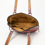 American Darling Western Leather Tote Bag Hand Tooled Floral Carved Purse with Quilted Back & Tooled Straps for Women