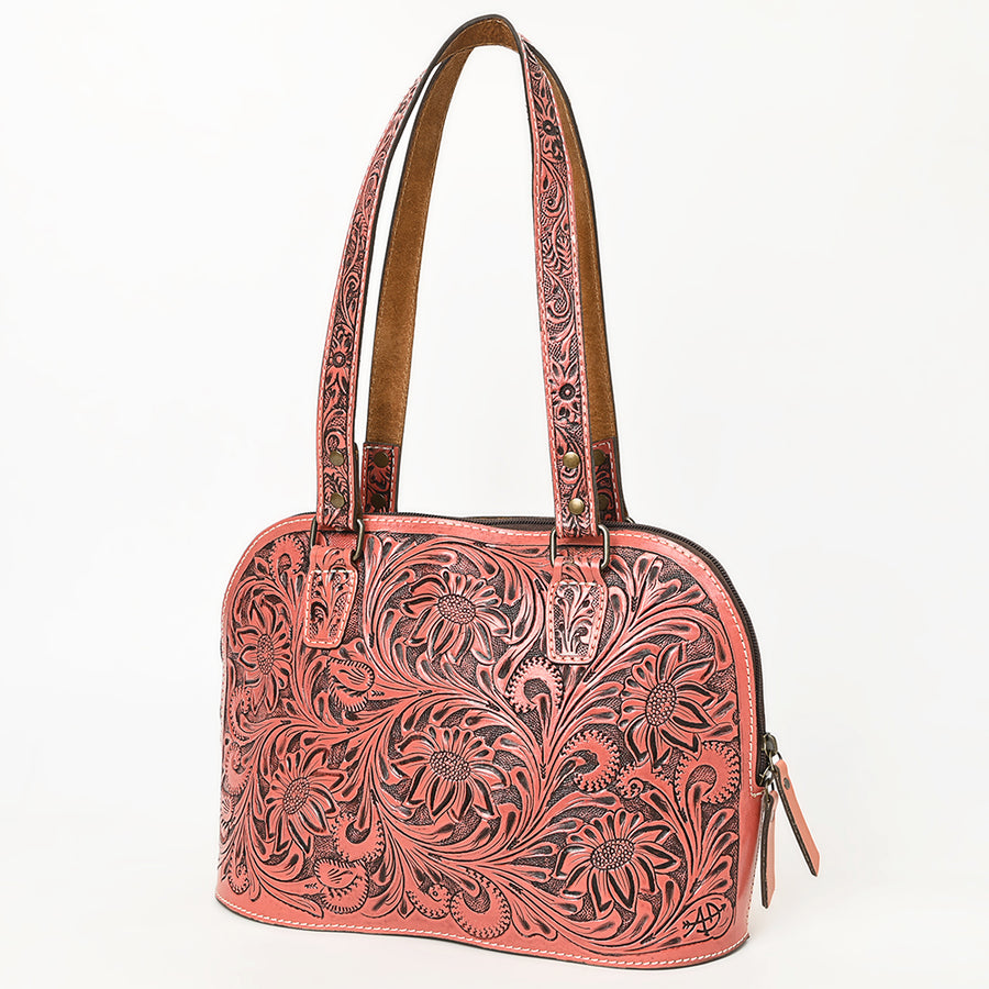 American Darling Hand Tooled Floral Leather Tote Bag Western Purse - Uhorse