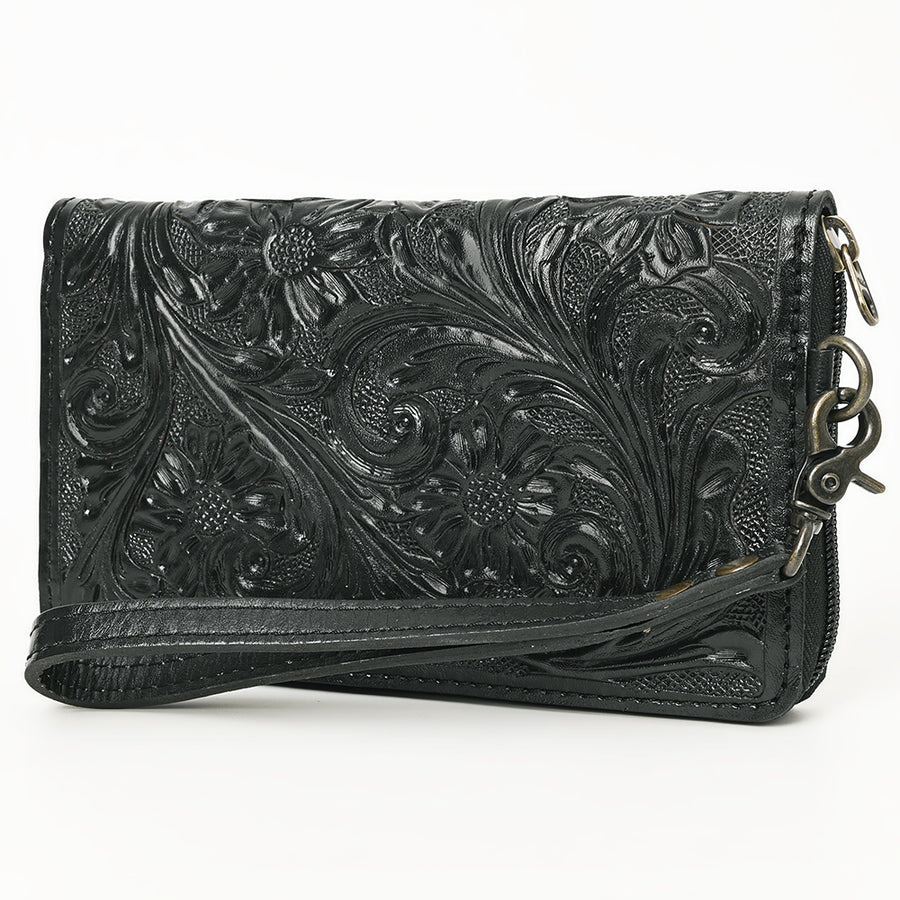 American Darling Hand-Tooled Western Leather Clutch Bag - Genuine Carved Artisan Women's Wristlet - Uhorse
