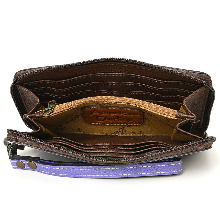 American Darling Clutch Hand Tooled Genuine Leather Western Women Bag Handbag Purse Tan | Purses for Cute