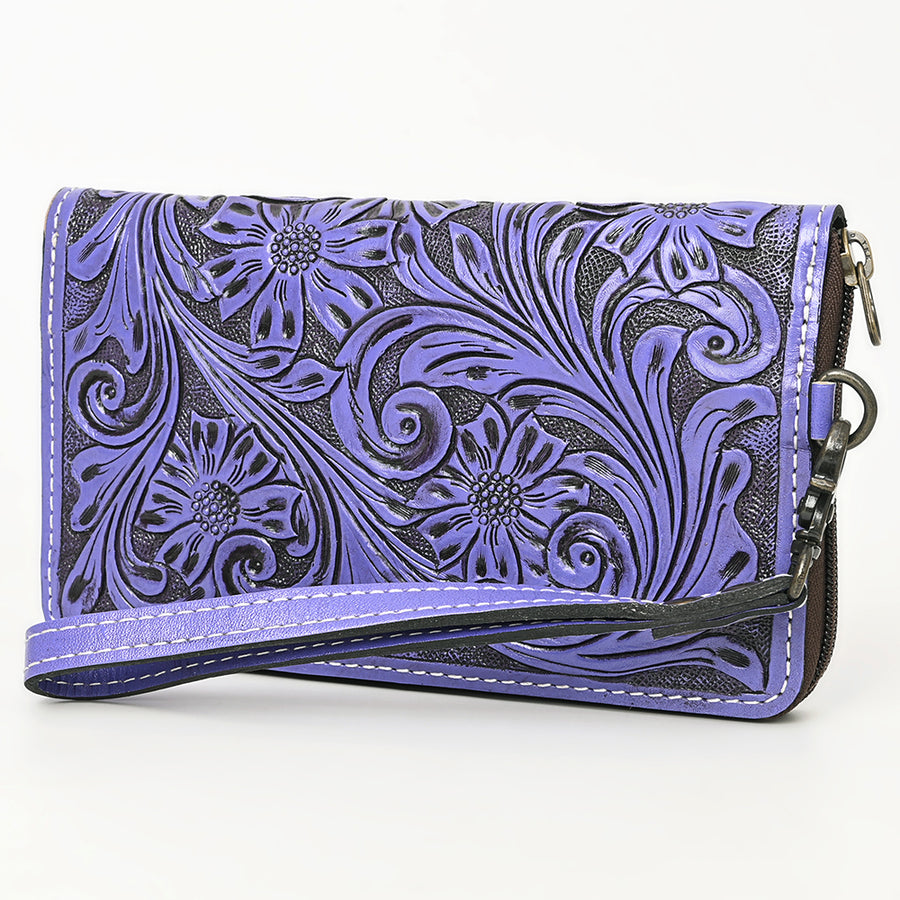 American Darling Hand-Tooled Western Leather Clutch Bag - Genuine Carved Artisan Women's Wristlet - Uhorse