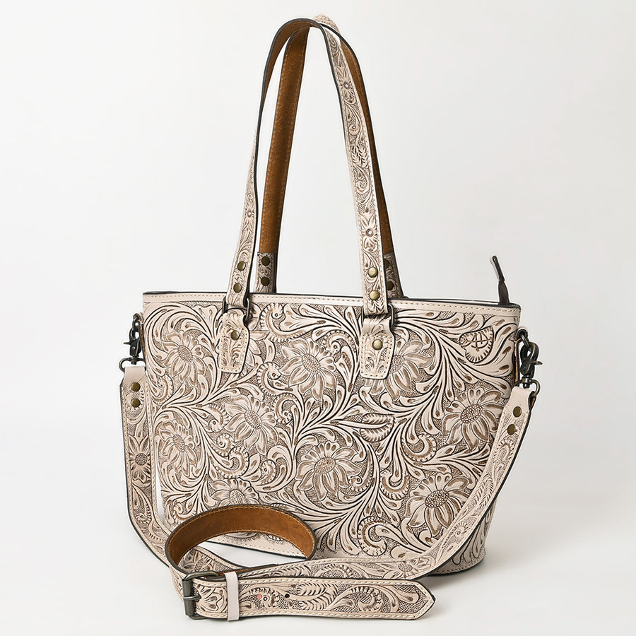 American Darling Hand Tooled Leather Tote | Western Floral Carved Purse - Uhorse