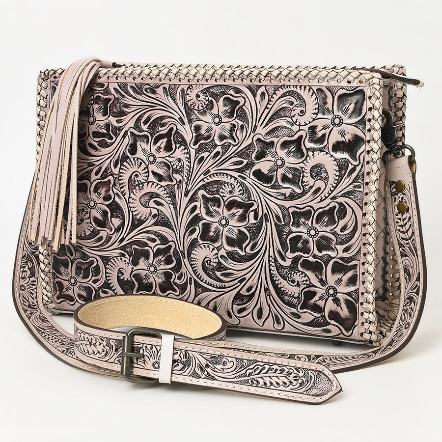 American Darling Hand-Tooled Western Leather Crossbody Bag - Genuine Floral Carved Artisan Purse - Uhorse