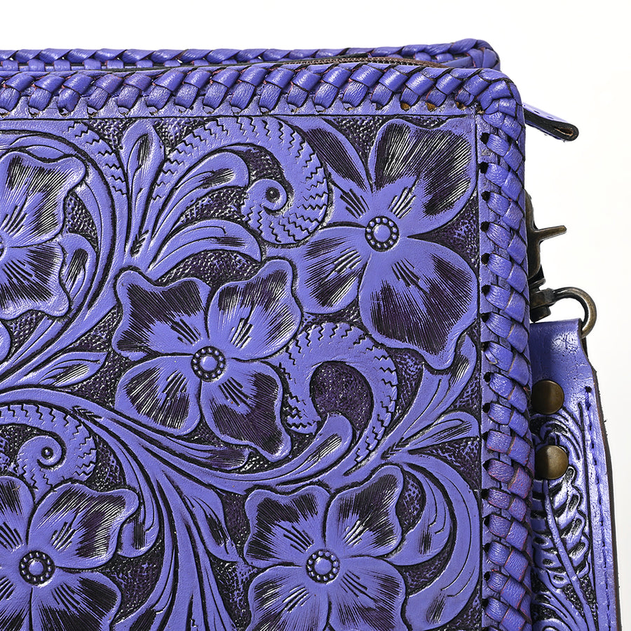 American Darling Western Hand-Tooled Leather Crossbody Bag – Genuine Floral Carved Women’s Purse with Strap and Fringe Detail