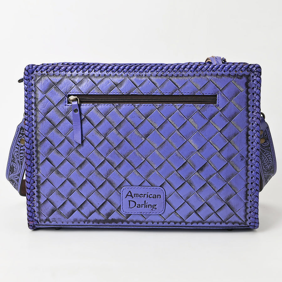 American Darling Western Hand-Tooled Leather Crossbody Bag – Genuine Floral Carved Women’s Purse with Strap and Fringe Detail