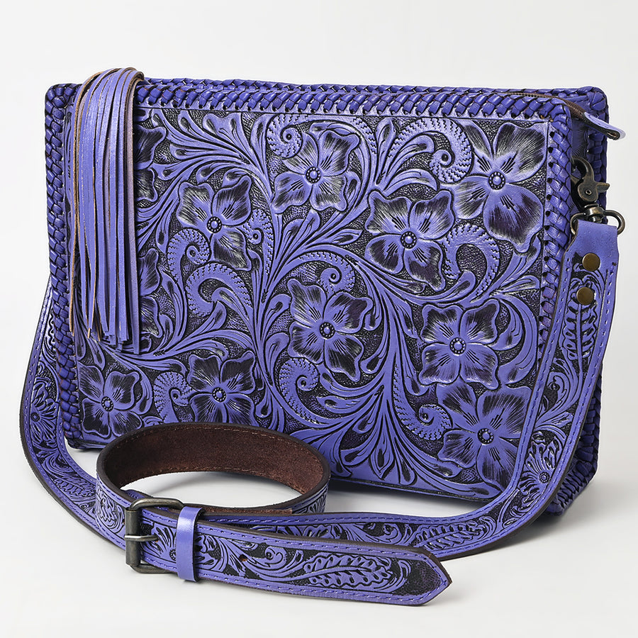 American Darling Hand-Tooled Western Leather Crossbody Bag - Genuine Floral Carved Artisan Purse - Uhorse