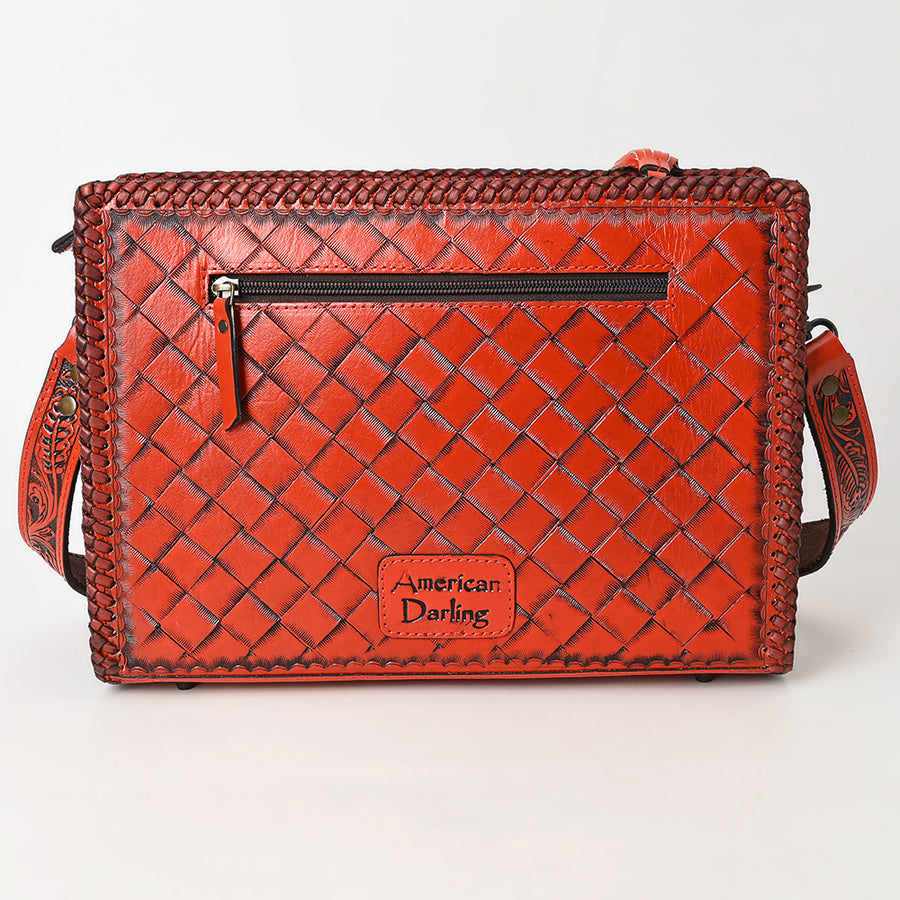 American Darling Western Hand-Tooled Leather Crossbody Bag – Genuine Floral Carved Women’s Purse with Strap and Fringe Detail